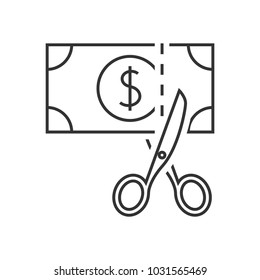 Scissors Cutting Money Icon