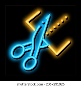 Scissors Cutting neon light sign vector. Glowing bright icon Scissors Cutting sign. transparent symbol illustration
