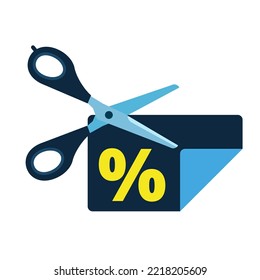 Scissors cutting on the coupon. Сoupon cut offer. Flat vector illustration.
