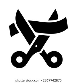 Scissors cutting a paper showing concept icon of paper cutter