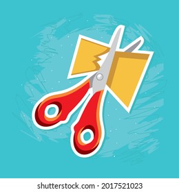 scissors cutting paper supply cartoon