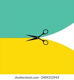 Scissors Cutting Paper Vector Stock Clipart