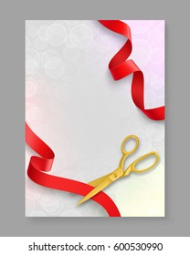 Scissors Cutting Red Ribbon