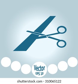 Scissors cutting ribbon