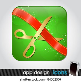 scissors cutting the ribbon - blank app icon for mobile devices