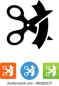 Scissors Cutting A Ribbon Icon