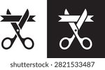 Scissors cutting ribbon icon clean ui clipart..