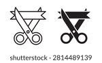 Scissors cutting ribbon icon editable clipart EPS10..