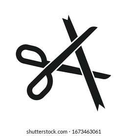 scissors cutting the ribbon icon flat design in trendy style