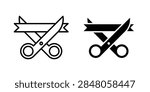 Scissors cutting ribbon icon vector clipart kit