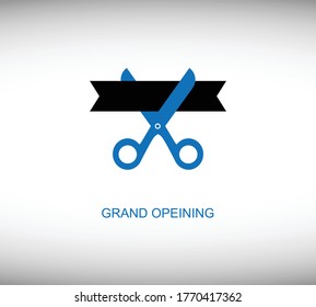 Scissors cutting ribbon line icon. Inauguration, grand opening icon, beginnings. Startup concept. Vector illustration can be used for topics like business, celebration, presentation