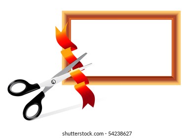 Scissors cutting ribbon. Open Gallery. Easy to re-size
