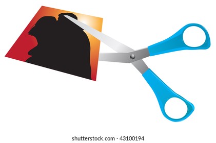 scissors cutting romantic couple picture