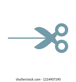 Scissors cutting, scissor icon with cut lines, isolated vector on white background