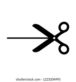 Scissors cutting, scissor icon with cut lines, isolated vector on white background