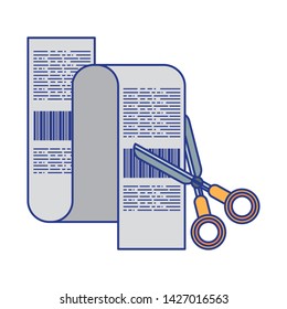 Scissors cutting shopping bill symbols vector illustration graphic design