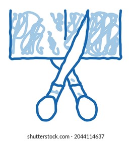 Scissors Cutting sketch icon vector. Hand drawn blue doodle line art Scissors Cutting sign. isolated symbol illustration
