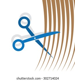 Scissors cutting strands of hair 