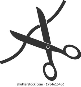 Scissors Cutting Thread Or Rope Isolated On White Background Vector Illustration