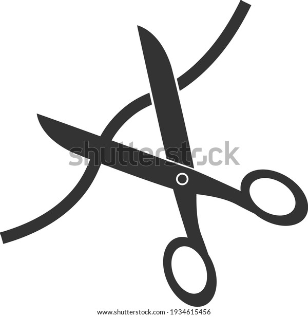 scissors cutting thread or rope isolated on\
white background vector\
illustration