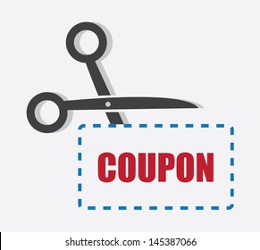 Scissors Cutting Through Coupon Dotted Line 