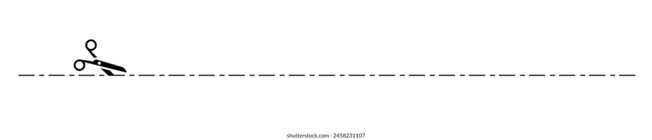 Scissors cutting through dashed line