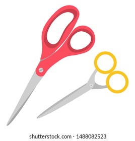 Scissors or cutting tool, school stationery supply vector. Pupils art lesson equipment for cutting paper, sharp education instrument with handles. Office object