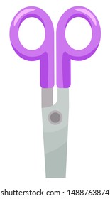 Scissors or cutting tool, school stationery supply. Pupils art lesson equipment, cut paper, sharp instrument with handles, schoolbag item, education. Vector illustration in flat cartoon style