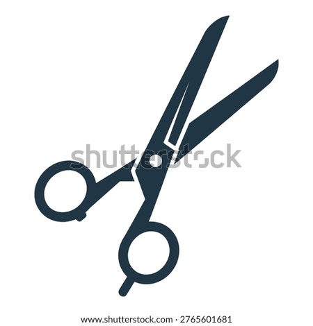 Scissors cutting tool with two blades and loop handles for gripping and cutting objects icon