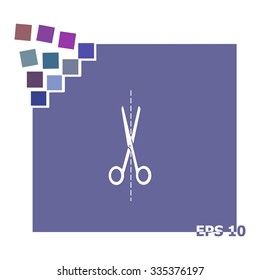 Scissors cutting vector icon.