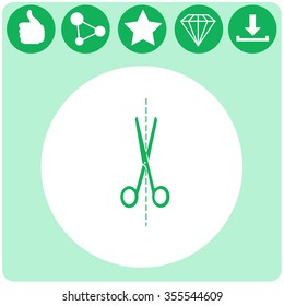 Scissors cutting vector icon.