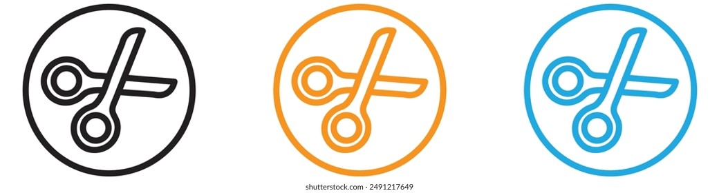 Scissors cutting vector logo set collection for web app ui