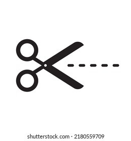 Scissors with dashed line simple icon, Isolated on white background, Vector illustration