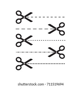 Scissors with dashed line vector illustration.