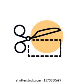 scissors with a dashed shopping line vector illustration dot color vector illustration
