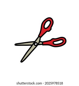 icono del doodle de tijeras, ilustración del vector