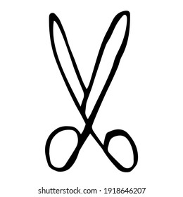 Scissors in Doodle style isolated on a white background. Vector illustration in hand drawn style