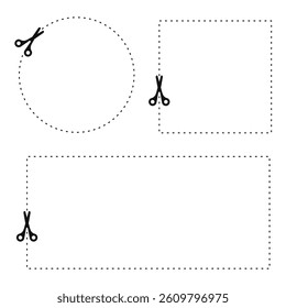 Scissors and Dotted Line Cutout Design Icons