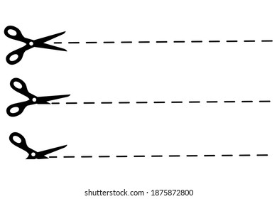 Scissors and dotted line icon on white background.