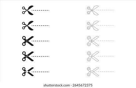 Scissors with dotted line isolated on white background, perfect for cutting lines, coupons and labels. 
