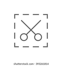 Tijeras con icono de línea de líneas punteadas.