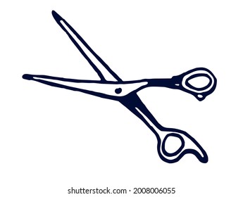 scissors drawn in the doodle style, isolated on a white background