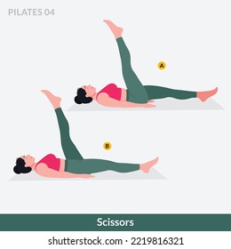 Scissors exercise, Woman workout fitness, pilates exercise