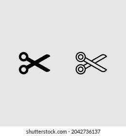 scissors fill and outline icon set isolated vector illustration