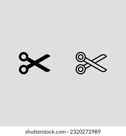 scissors fill and outline icon set isolated vector illustration