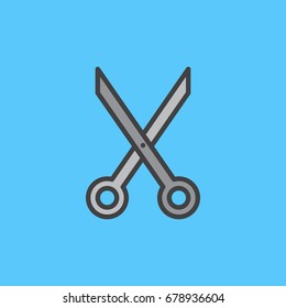 Scissors filled outline icon, line vector sign, linear colorful pictogram. Cut, barbershop symbol, logo illustration. Pixel perfect