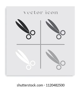 Scissors flat black and white vector icon.