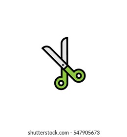 Scissors flat colored line icon. 