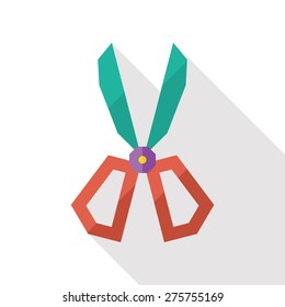 scissors flat icon with long shadow