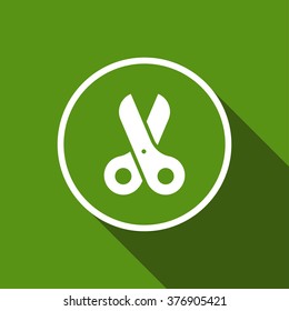 scissors flat icon with long shadow. vector illustration